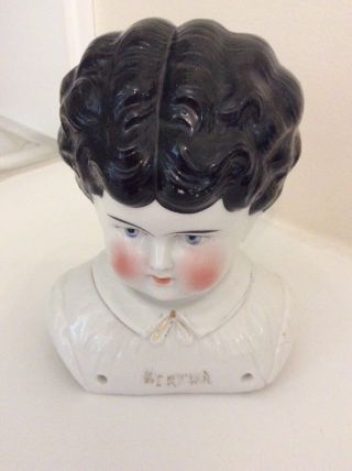 Vtg Collectible Porcelain China Doll Head " Bertha " Germany Hertwig & Co? Frozen