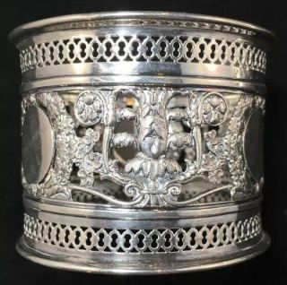 Large European Sterling Silver Openwork Napkin Ring Marked 13