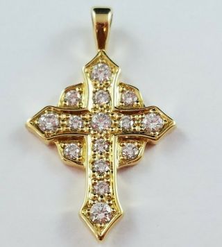 Rare Retired James Avery 18k Gold Religious Cross Pendant Diamonds 1.  38 "
