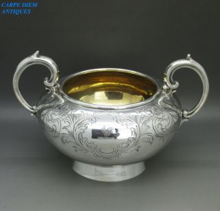 Antique Victorian Good Heavy Solid Sterling Silver Sugar Bowl 360g London 1844