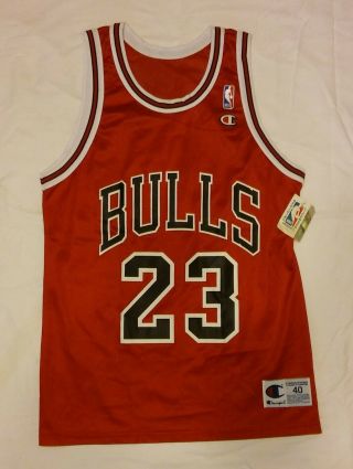 Vintage Michael Jordan Champion Chicago Bulls 23 Nba Jersey Size 40 Red