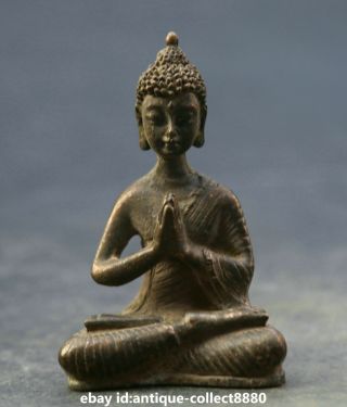 3.  3 " Collect Chinese Bronze Sit Thailand Shakyamuni Amitabha Buddha Small Statue