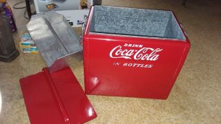 Vintage Coca Cola red metal cooler w/ top & bottom compartments w/ bottle opener 6