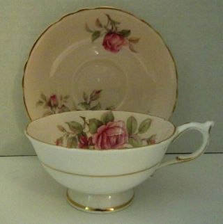Pink On Pink Cabbage Rose/buds Paragon Fine Bone China Numberedtea Cup & Saucer