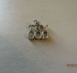 Vintage Tiffany & Co Sterling Silver Try God Religious Charm Or Pendant