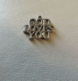 Vintage Tiffany & Co Sterling Silver God Loves You Religious Charm Or Pendant