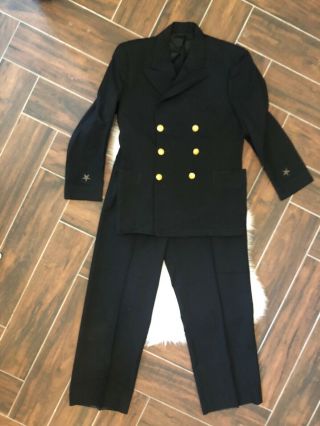Vintage Wwii Usn Us Navy Naval Academy Suit Black Two Piece Pants 32 X 30 40 R