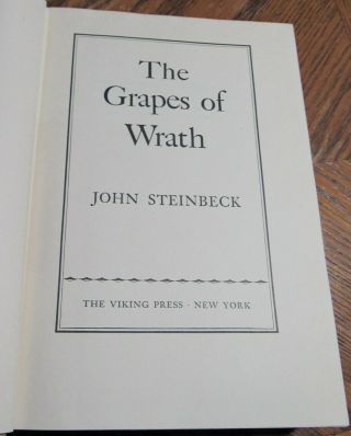 THE GRAPES OF WRATH/RARE 1st Edition/JOHN STEINBECK/ 1939/FINE BINDING 5