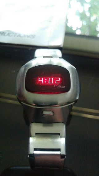 Pulsar P4 Executive Vintage Digital Led Time Computer Watch Solid Band