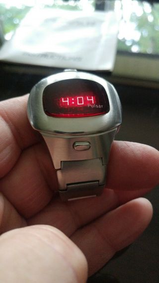 Pulsar P4 Executive Vintage digital Led Time Computer Watch Solid band 6