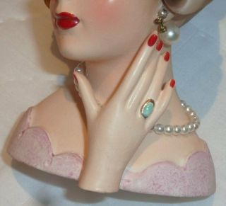 VERY RARE PINK MISS YORK WITH BROCHE,  Headvase,  Head Vase,  Head vase planter 6