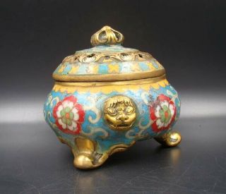 Collectible Handmade Carving Brass Cloisonne Enamel Incense Burners 4