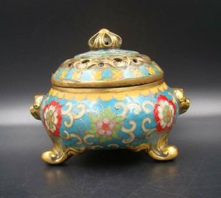 Collectible Handmade Carving Brass Cloisonne Enamel Incense Burners 5