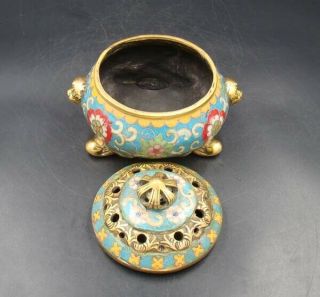 Collectible Handmade Carving Brass Cloisonne Enamel Incense Burners 6