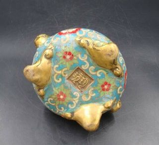 Collectible Handmade Carving Brass Cloisonne Enamel Incense Burners 7