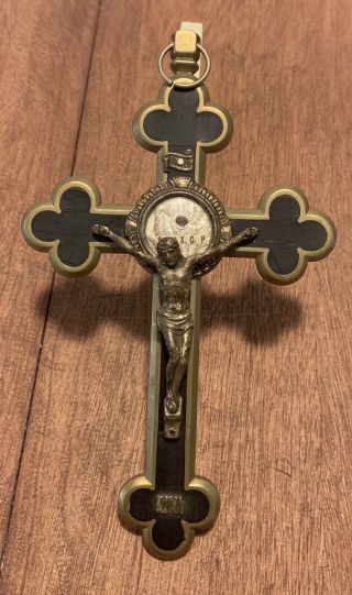 Vintage Rare Catholic Relic Pardon Crucifix Pope Pius X Unique S.  Pii X.  C.  P.