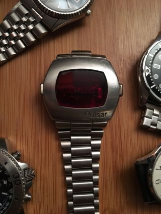 Vintage Pulsar P2 Date Led Watch James Bond Digital Time Computer.  Read