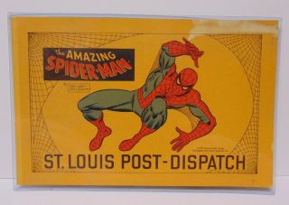 Vtg 1977 The Spiderman Marvel Comics Stan Lee St.  Louis Post Sign Poster