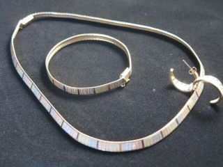 Vintage 14k Gold 47.  62 Grams Tri - Color Necklace,  Bracelet And Earrings Set (13)
