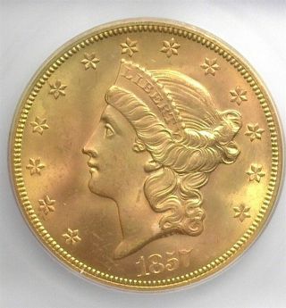 1857 - S Liberty Gold $20 Icg Ms65,  Lists For $20,  000 Rare This