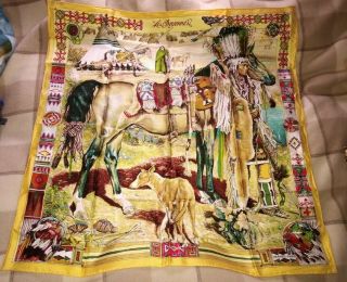Hermes Silk Scarf Vintage Kermit Oliver Native American Indian