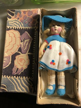 La Nicette Doll Felt 7 " Vintage French - 1920 