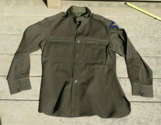 Ww2 Usaaf Us Army Air Force Military Green Wool Dress Shirt 15x32