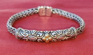 Barbara Bixby 18k Lotus Station Woven Sterling Silver Bracelet Fine 925 Designer