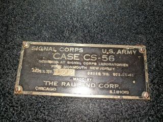 WWII Signal Corps US Army Case CS - 56 Metal Box Only - The Rauland Corp Dated 1941 3