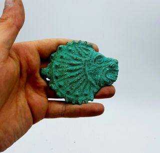 Near Eastern Ca.  1000 Bc Bronze Applique Of A Lion Head - Part Of Armour