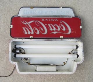 NICEST VINTAGE 1950 COCA COLA LIGHTED CASHIER PAY WHEN SERVED SIGN NO RES 10