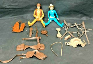 Vtg Marx Best Of The West Action Figures Johnny And Jane West W/ Accessories