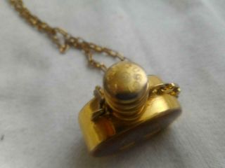 Vintage Gucci 1980s gold & brown enamel perfume bottle pendant & chain necklace 3