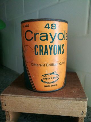 Vintage Crayola Crayons 48 Colors Round Container No.  480 Binney&smith