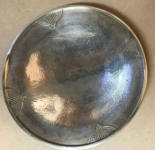 Vtg Wallace Sterling Silver Hand - Hammered Footed Sandwich Plate 2366 - 5 Art Deco