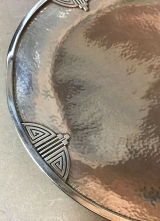 VTG Wallace Sterling Silver Hand - Hammered Footed Sandwich Plate 2366 - 5 Art Deco 3