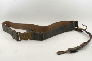 Rare Ww2 Vintage Japanese Police Leather Belt W/ Hanger Belt B9802