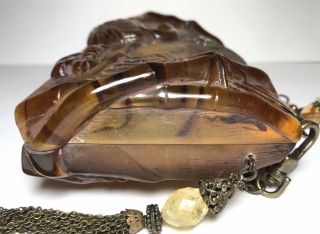 VINTAGE MAYA Evangelista HANDBAG Amber Resin Art Nouveau Swan Clamshell Purse 5