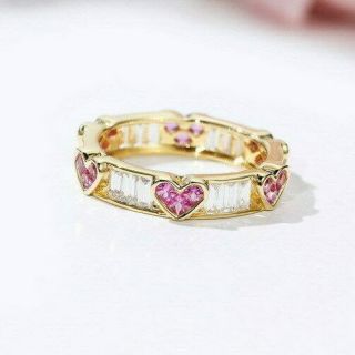 1.  6ct 100 Natural Diamond 14k Yellow Gold Purple Sapphire Heart - Shape Ring R54