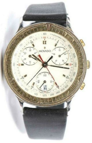 Vintage Movado,  27 Jewels Two Tone,  Triple Chronograph & Date Quartz Wristwatch