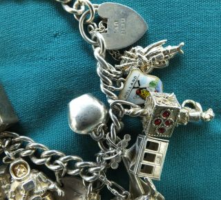 Vintage Sterling Silver Charm Bracelet - Rare NUVO & Opening 25 Charms - 137.  4g 3