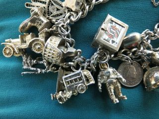 Vintage Sterling Silver Charm Bracelet - Rare NUVO & Opening 25 Charms - 137.  4g 5
