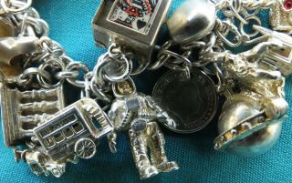 Vintage Sterling Silver Charm Bracelet - Rare NUVO & Opening 25 Charms - 137.  4g 7