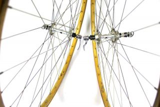 Vintage Race Bike Wooden CBL BRUSATI Rims WHEEL SET Campagnolo Record Hubs TUB 4