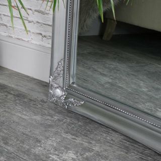 Extra large ornate silver wall floor leaner mirror vintage chic living room hall 3
