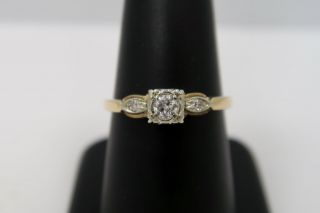 Vintage 1/5th Single Cut Diamond Engagement Ring - 14k Yellow Gold