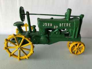 Vintage John Deere Cast Iron Toy Tractor 2