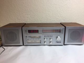 Vintage Rhapsody Ry - 1082 8 Track Cassette Player With 2 Speakers Alarm Clock