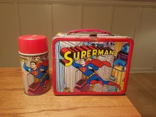 Vintage 1967 Superman Lunchbox W/ Thermos
