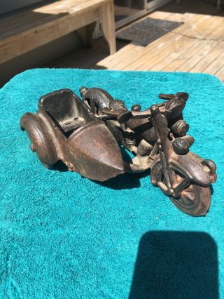 Cast Iron Motorcycle With Sidecar.  Age?